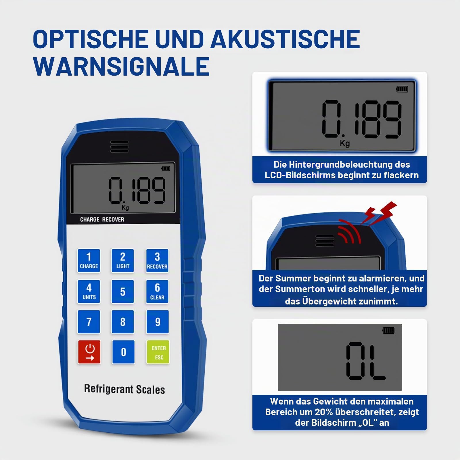 Kabellose Kältemittelwaage, digitale Freonwaage mit tragbarer Fernbedienung, Bluetooth-Ladewaage für Klimaanlagen, HVAC-Freonwaage mit tragbarem Koffer für Freon-Rückgewinnungsladung R32,R454B