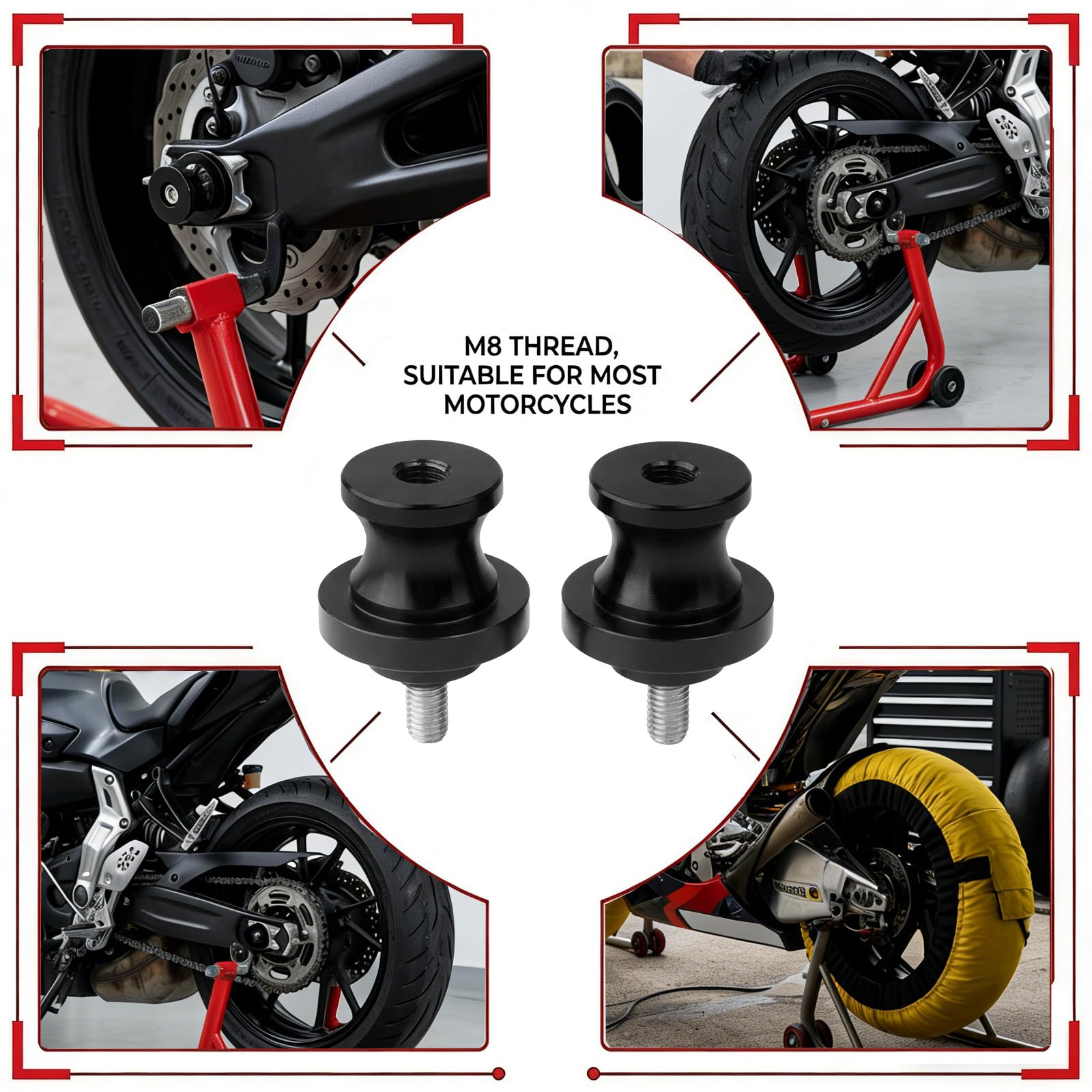 Jetstream 2 piezas M8 soporte soporte Bobbins, soporte de montaje, accesorios para rueda de mortor, adecuado para la mayoría de agujeros de brazo oscilante de 8 mm, negro