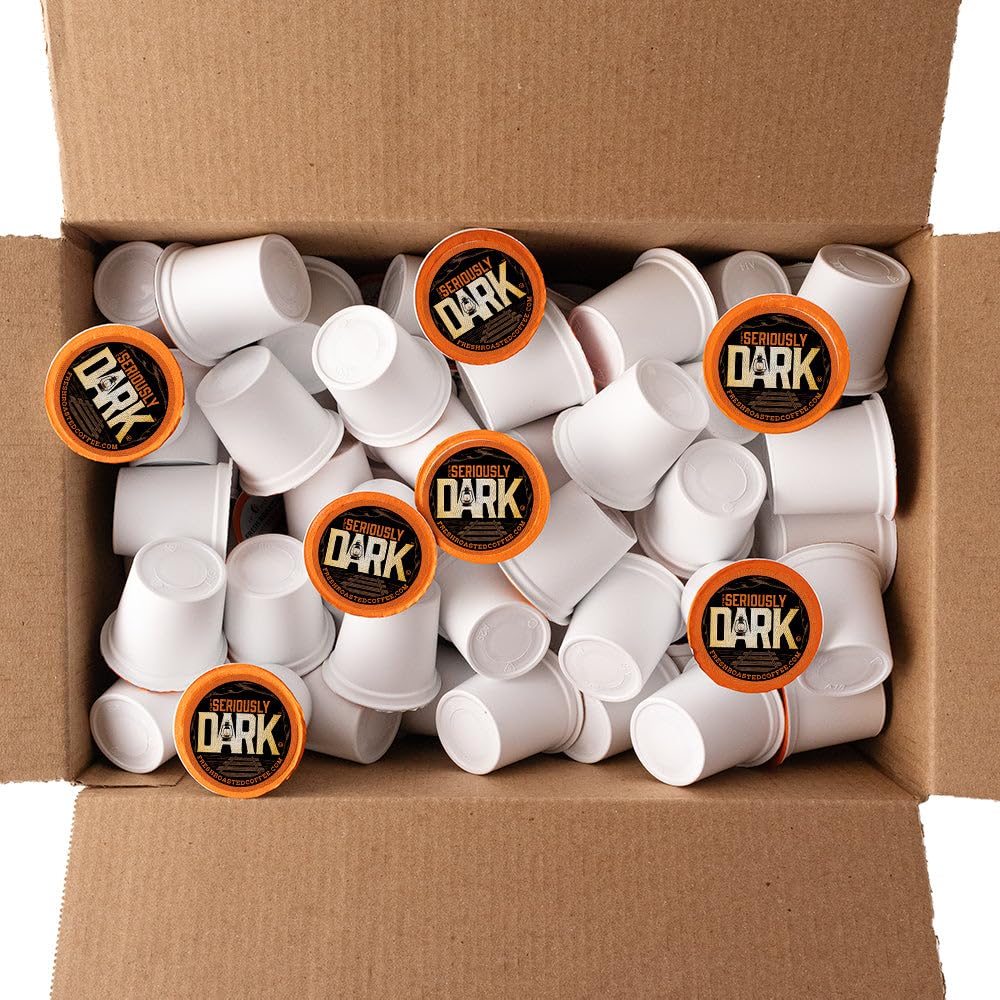 Fresh Roasted Coffee, Seriously Dark Artisan Blend, Dark Roast, 96 Pods for K Cup Brewers