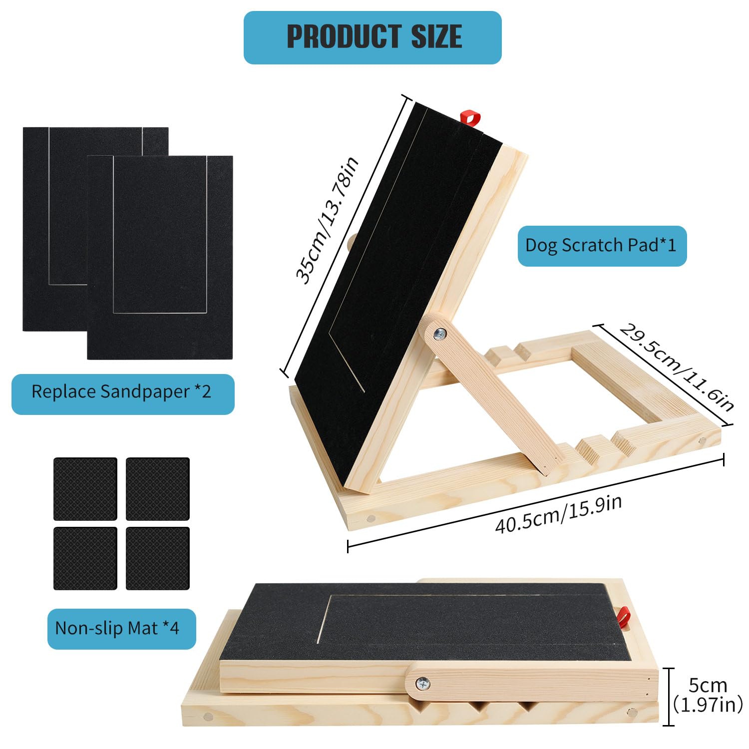 KIKIGOAL Upgrade Dog Nail Scratch Board File,Wooden Dog Nail File Board with Built-in Snack Box Sandpaper Puppy Nail Grinding Pad Sturdy Dog Paws Scratch Board Include Two Sandpaper - Image 3