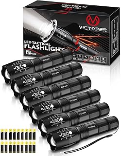 Victoper LED Flashlight 2 Pack, Bright 2000 Lumens Tactical Flashlights High Lumens with 5 Modes, Waterproof Focus Zoomable Flash Light, Portable Flashlight for Camping Hiking Outdoor Home Emergency