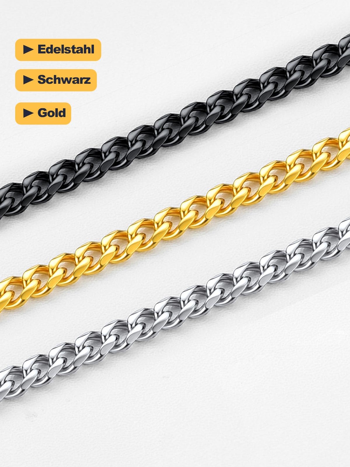 U7 Klassische Panzerkette für Damen Herren Edelstahl/18k vergoldet kubanische Gliederkette Hip-Hop Kette 3/6/9/12mm breit Kubanische Kette für Männer Jungen in 36/46/51/55/61/66/71/76cm