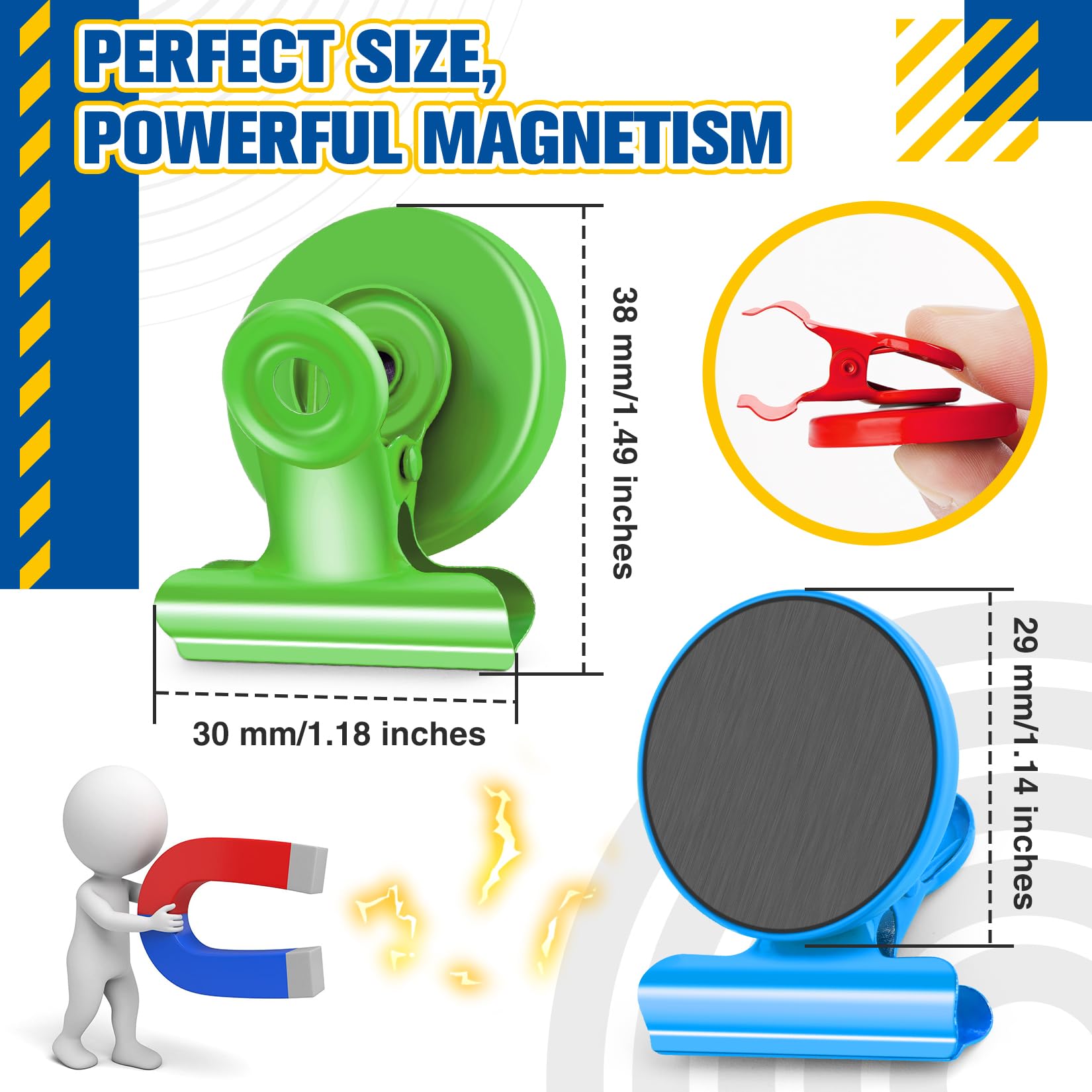 FINDMAG Fridge Magnets Clip, 6 Pack Colorful Magnetic Clips Heavy Duty, Strong Clips with Magnet - Image 2