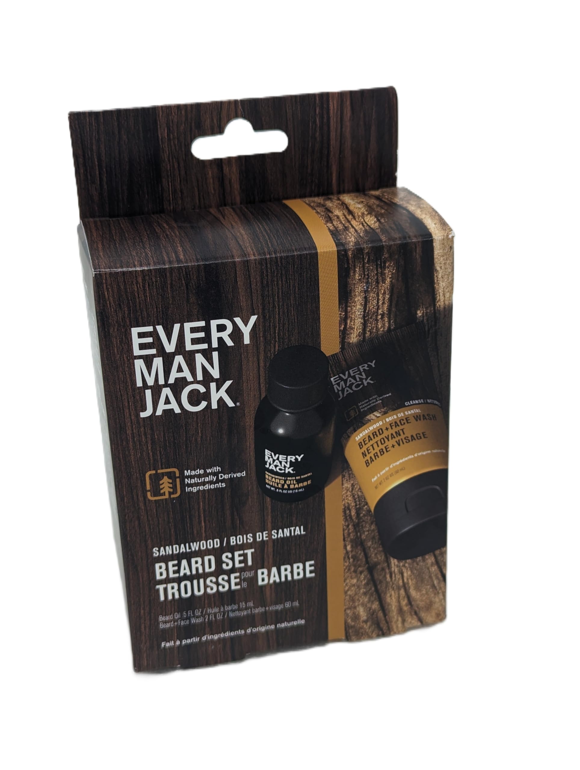 Every Man Jack Sandalwood Beard Trial and Travel Set - Beard Wash and Oil for Clean and Moisturized Beards, Brown