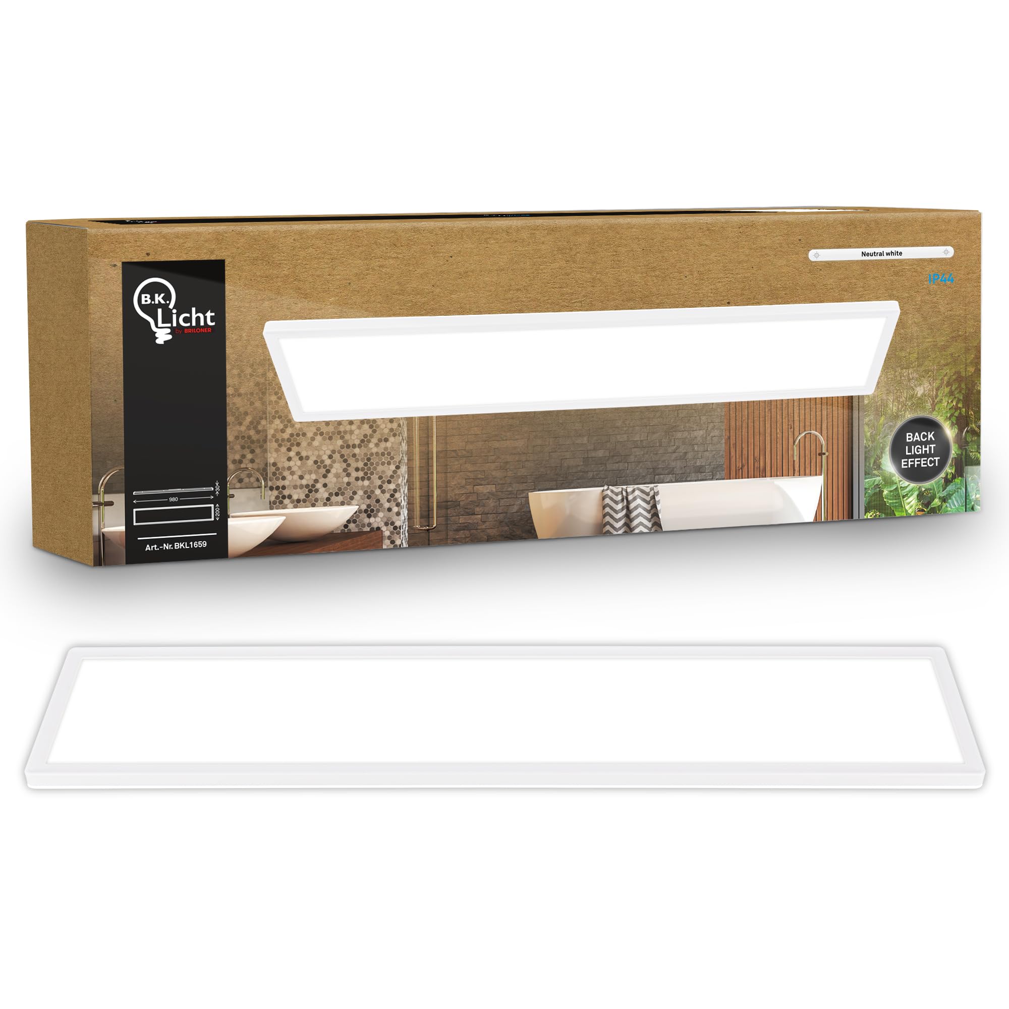 B.K.Licht LED Deckenlampe Indirektes Licht 98x20x3 cm IP44 Weiß