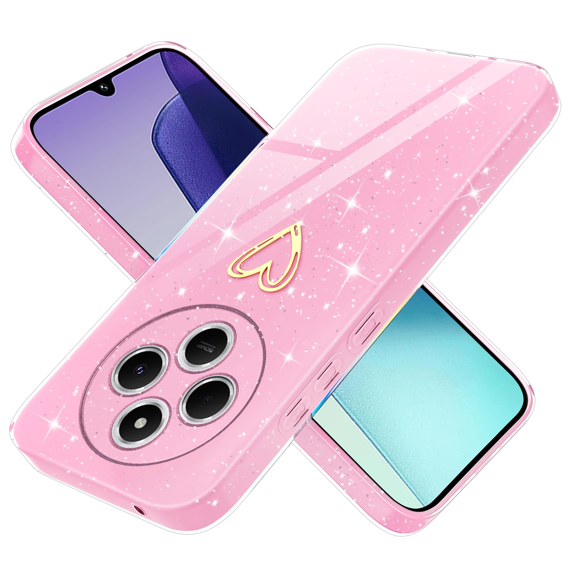 Funda Con Cordón Para Xiaomi Redmi Note 14 4G - Purpurina Púrpura, TPU Silicona, Correa Ajustable, Protección Contra Caídas