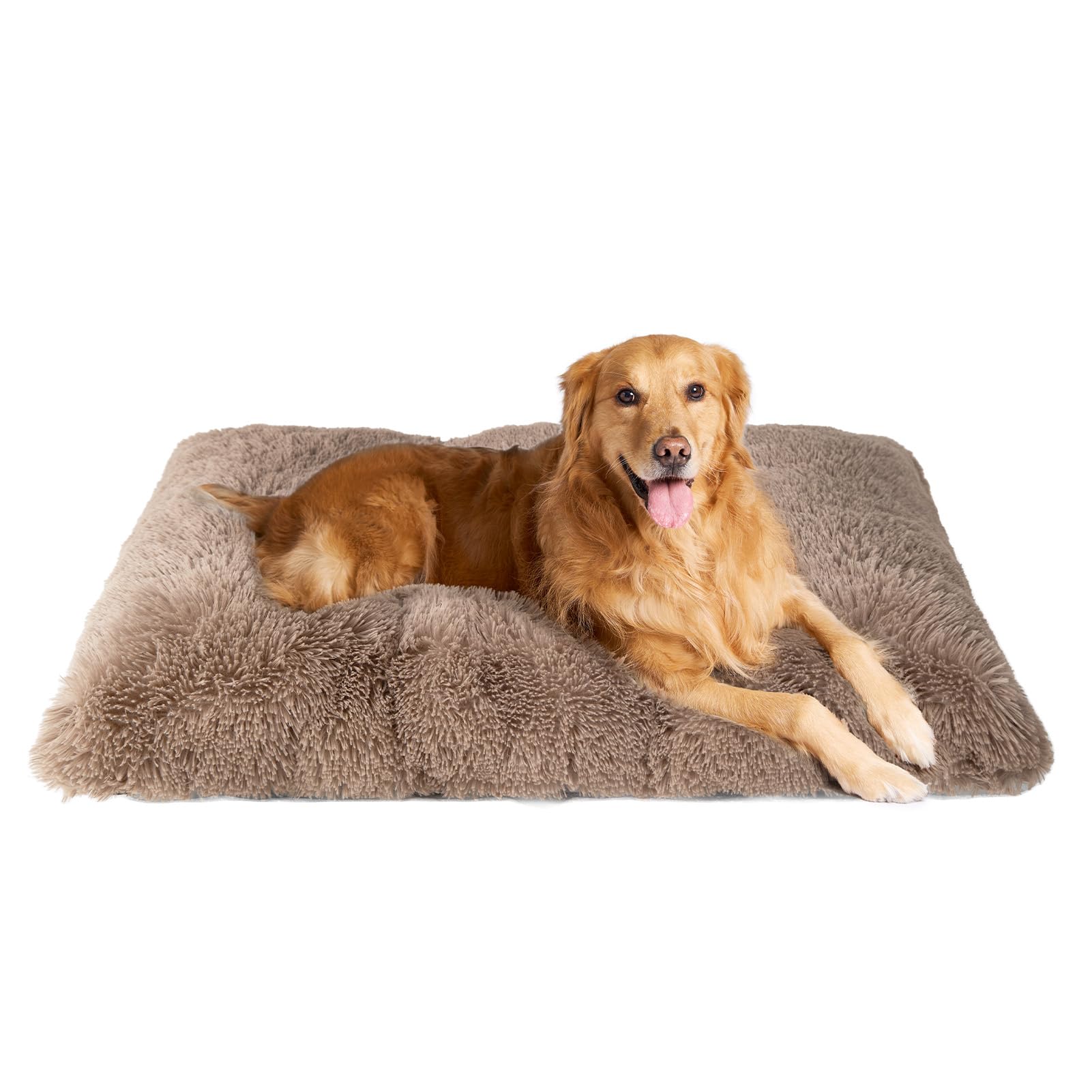 EHEYCIGA XL Calming Fluffy Dog Bed For Extra Large Dog 105x70x9cm, Camel — image 1