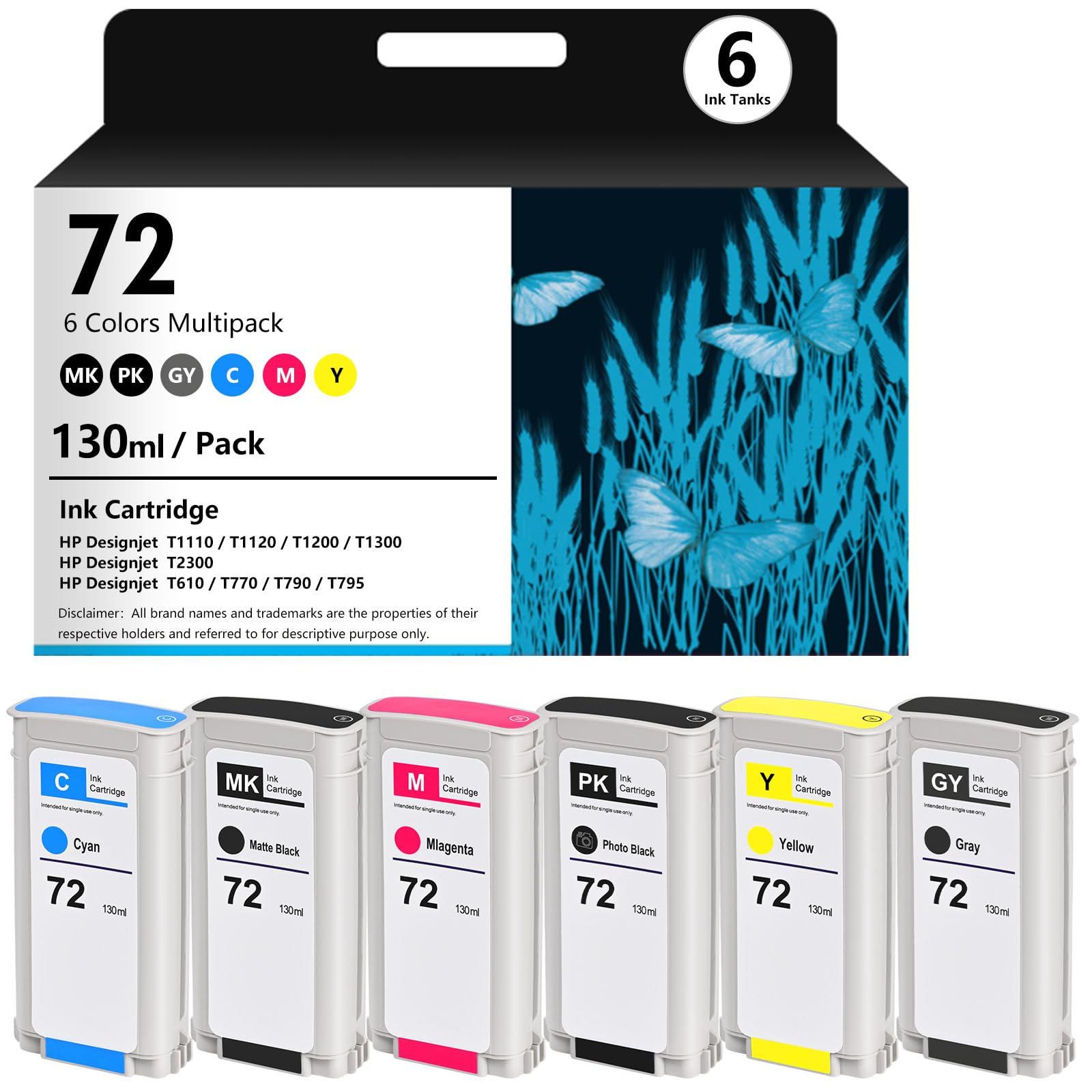 HP Designjet 72のインクカートリッジ Amazon.com: 72 Ink Cartridges Replacement for HP 72