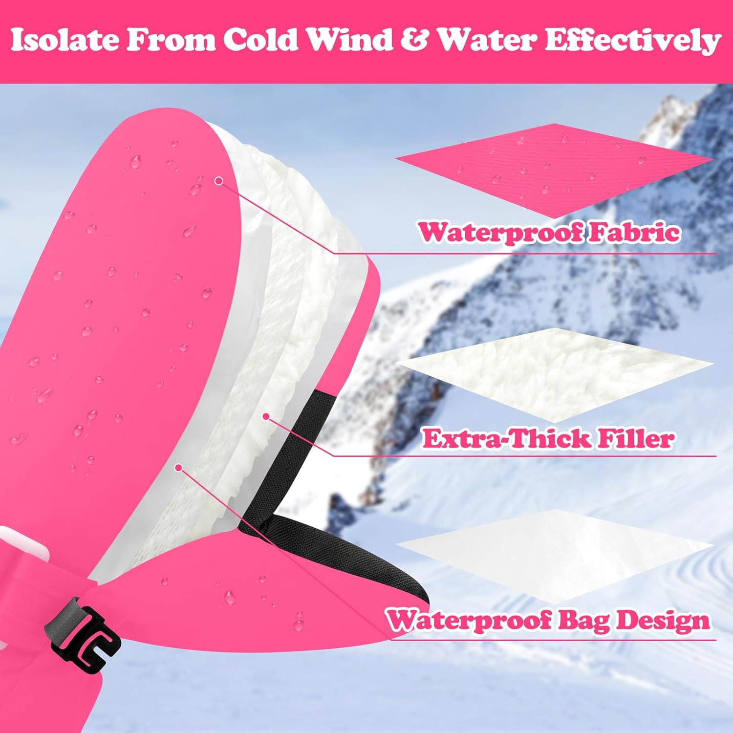 Sarfel Kids Toddler Mittens Waterproof Toddler Winter Gloves Infant Baby Mittens Winter Kids Snow Gloves for Boys Girls - Image 3