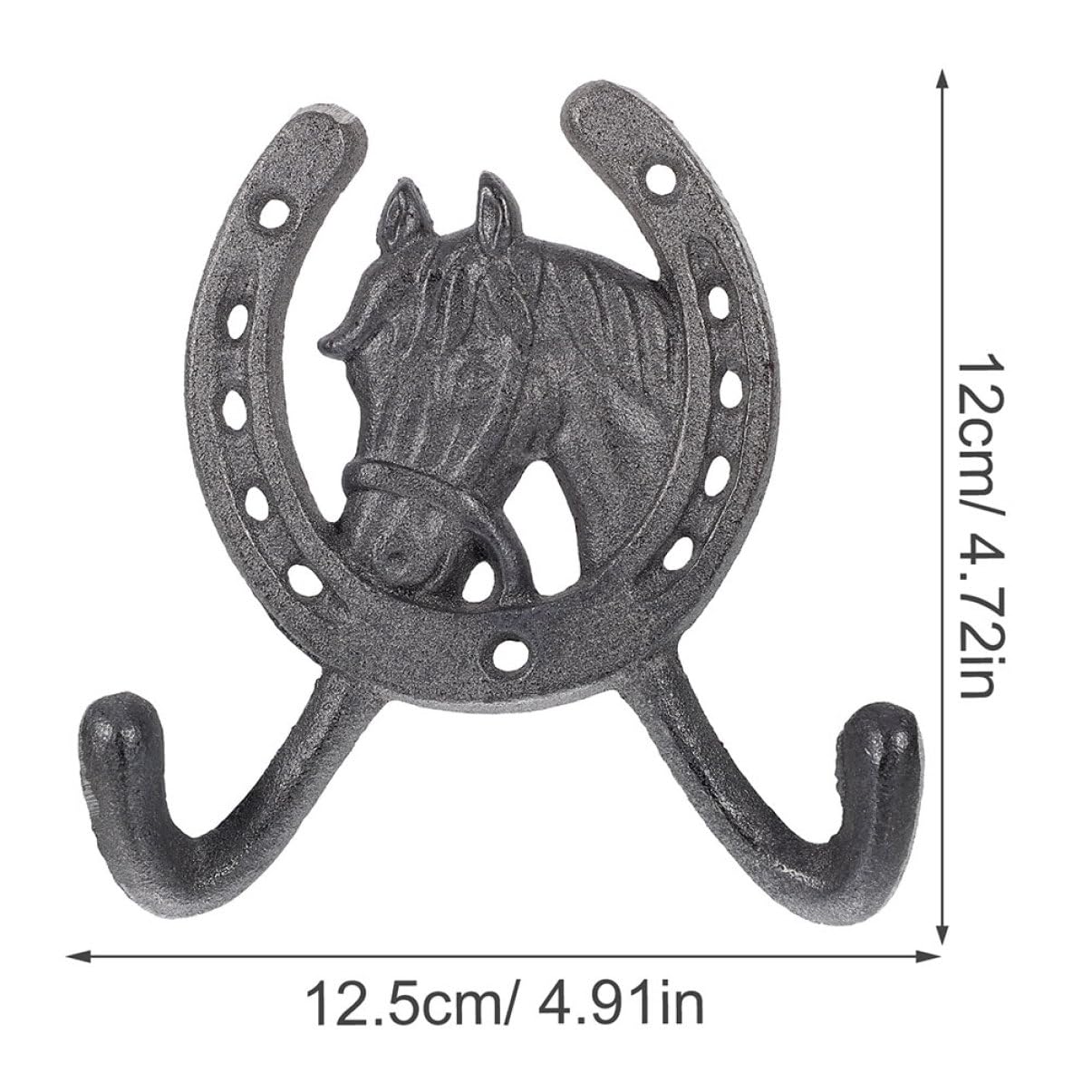 Alipis Ganci da Parete Vintage in Ferro, Doppio Gancio a Forma di Ferro di Cavallo, 4 Pezzi, Nero, per Bagno e Camera da Letto