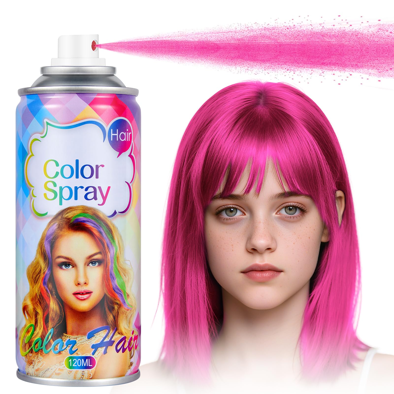Acomler Pink Hair Spray Temporary Hair Color Spray for Kids Women Men, One-Day Hair Color Wax, Washable Temporary Hair Dye for Cosplay, Party, Christmas, Halloween, Crazy Hair Day (Pink, 4.06oz) #Pink