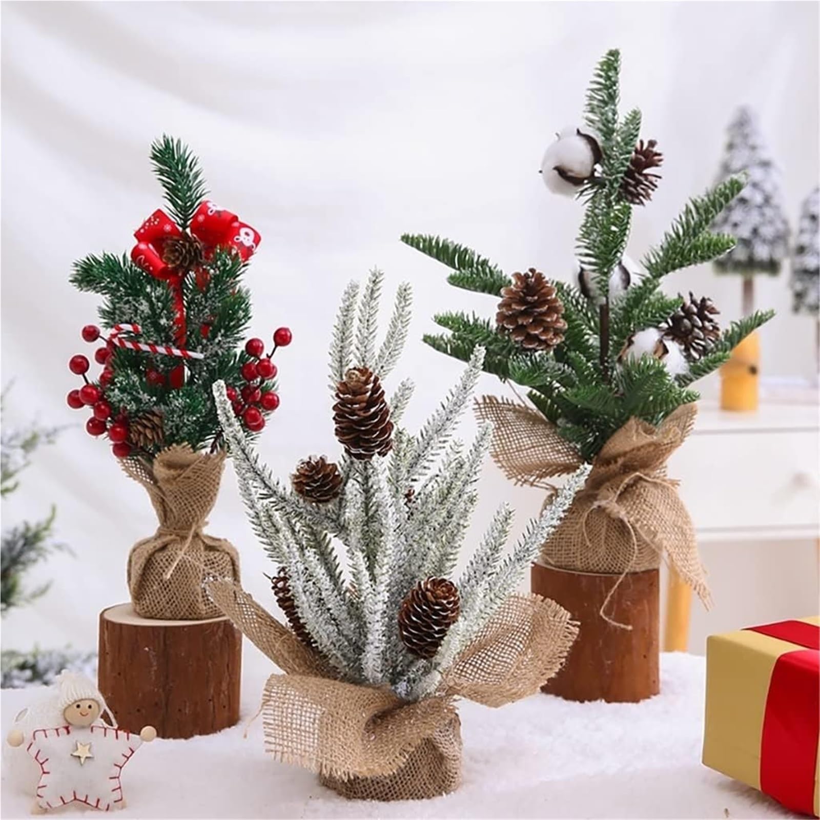 Piccolo albero di Natale da tavolo da 17,7 pollici, decorazioni artificiali for alberi di Natale for la casa Piante artificiali