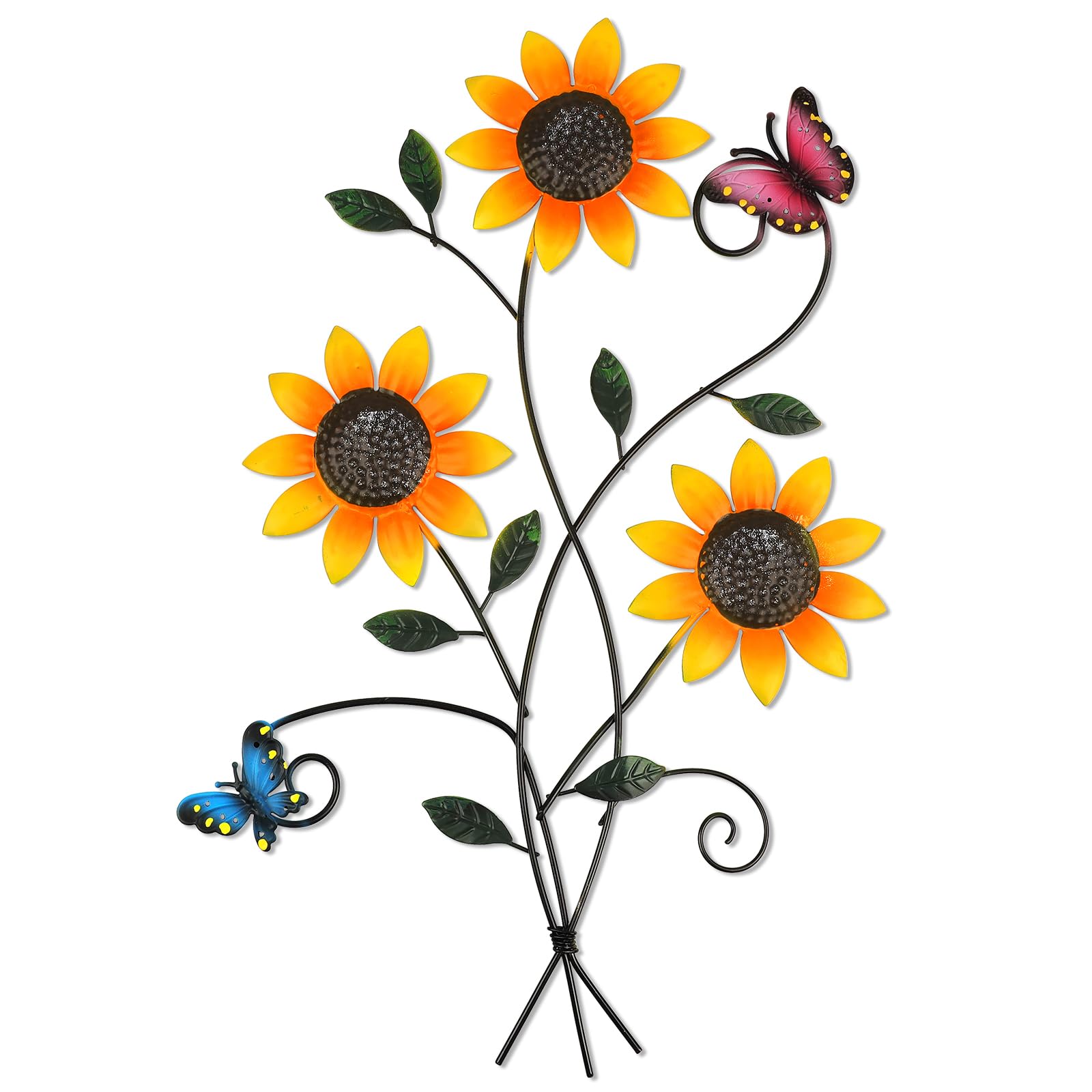 Detene Flores Metalicas Decoracion Pared Decoración de Pared de Metal Girasol con Mariposa Decoración de Las Paredes del Jardín para Sala de Estar,Comedor Balcón y Patio