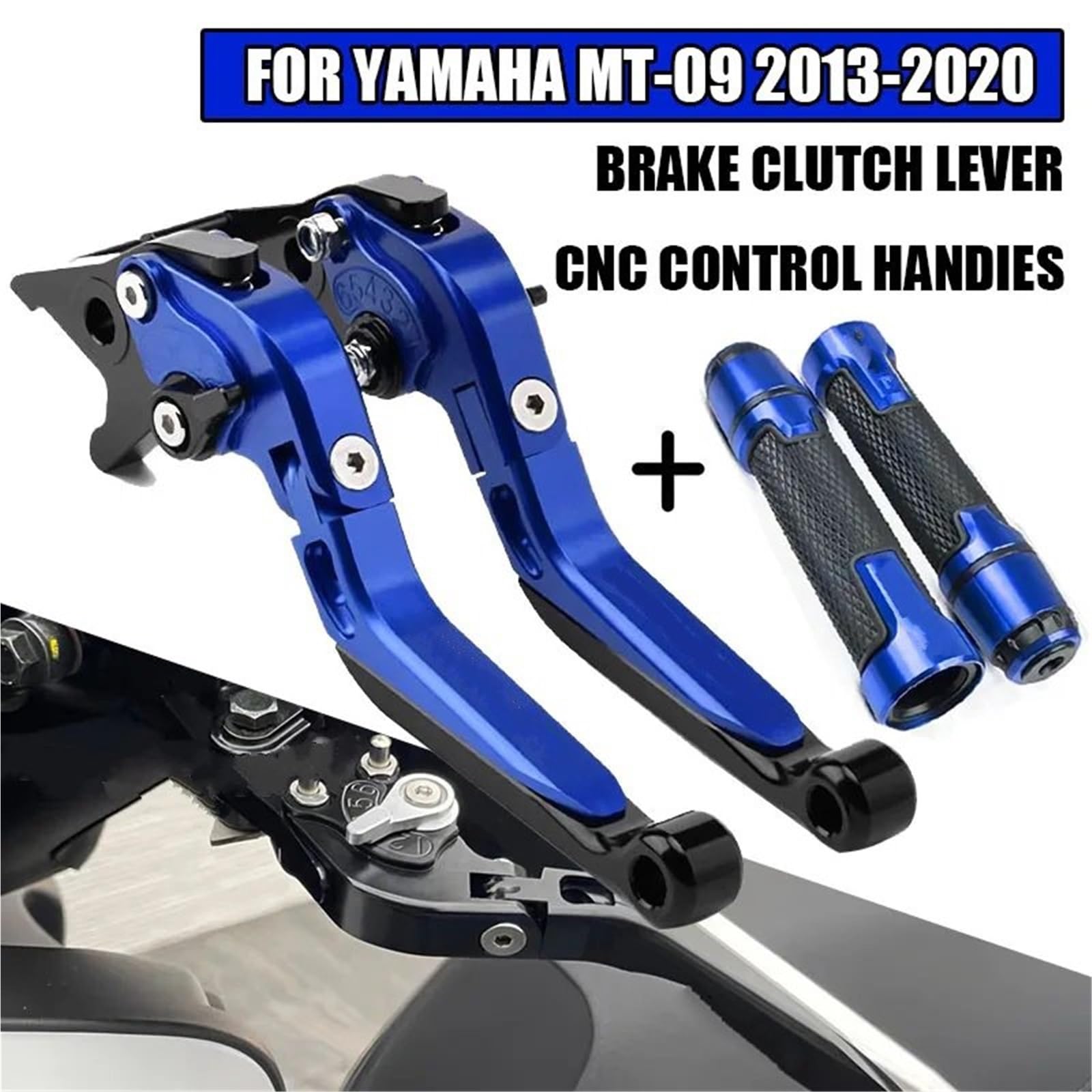 Passend für Yamaha MT-09 MT09 2013–2020, CNC-Kupplungshebel, Bremshebel-Set, verstellbare Klappgriffhebel, Motorradteile(N)