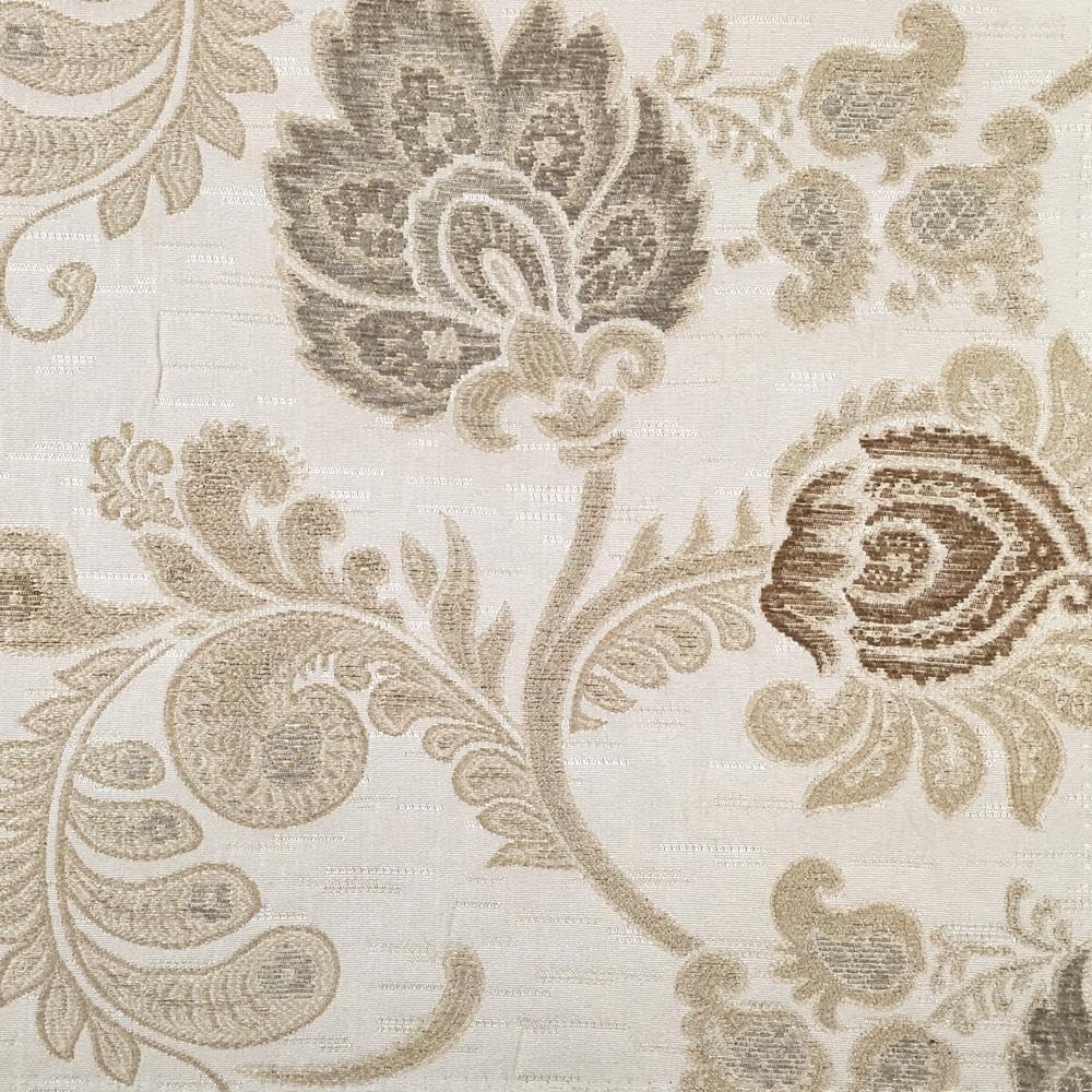 Floral Paisley Chenille Jacquard Fabric/Sold by The Yard (Light Blue Cream)