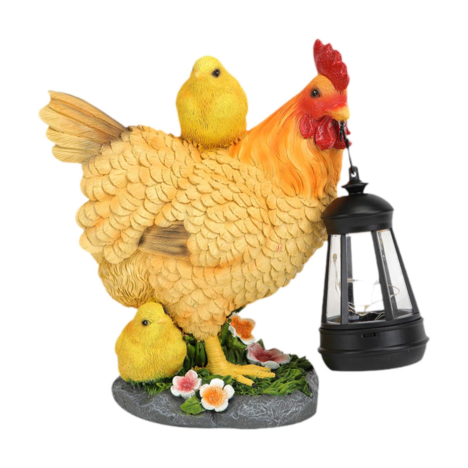 Colcolo Estatua de de jardín con luz Solar, Figura de Animal, lámpara, Regalo, decoración única para Exteriores, Escultura de Resina para Patio, Amarillo