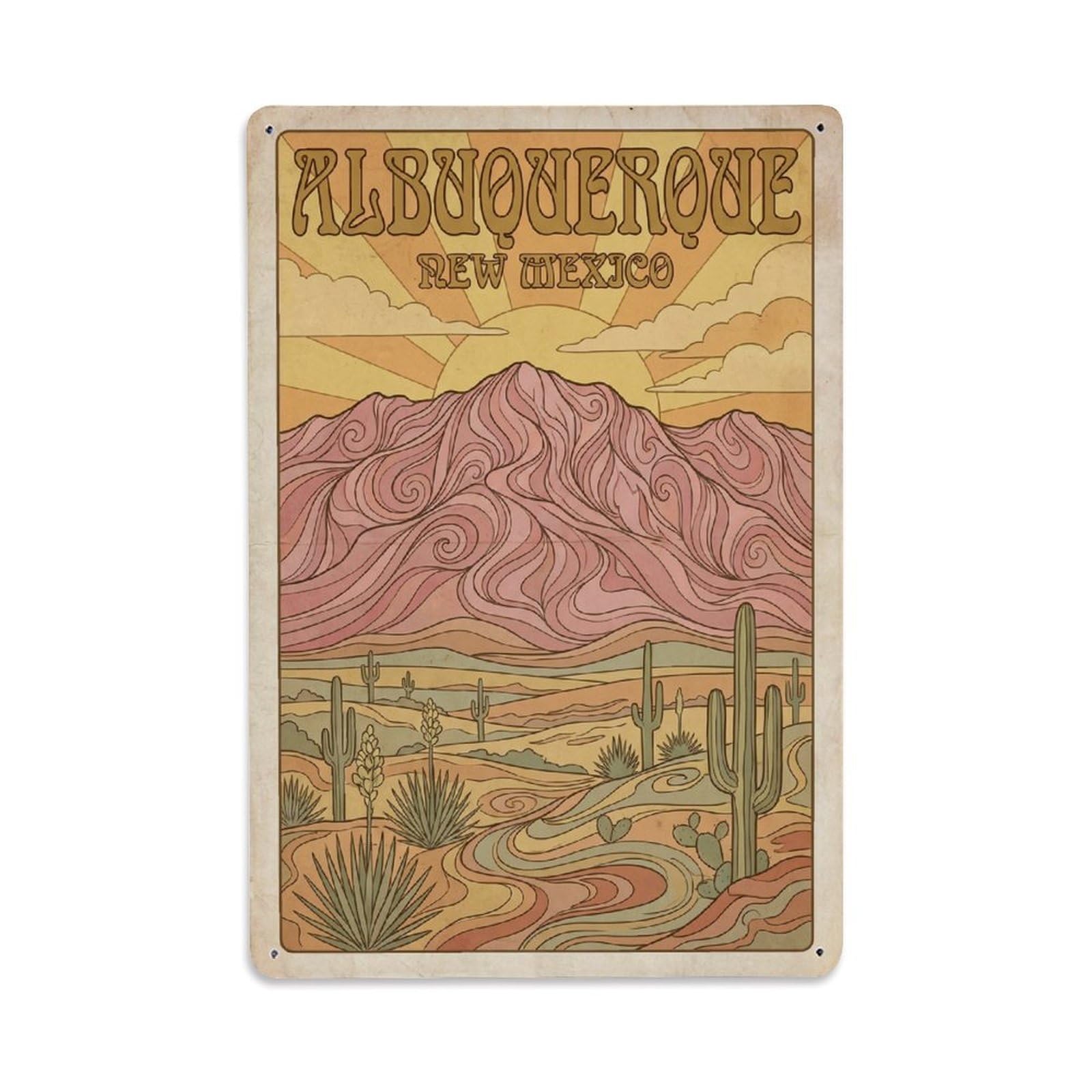 Xanthor Style Travel Vintage Usa Albuquerque Metal Tin Sign
