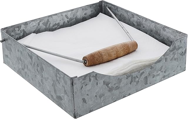 Galvanized Metal Napkin Holder - Lunch Napkins