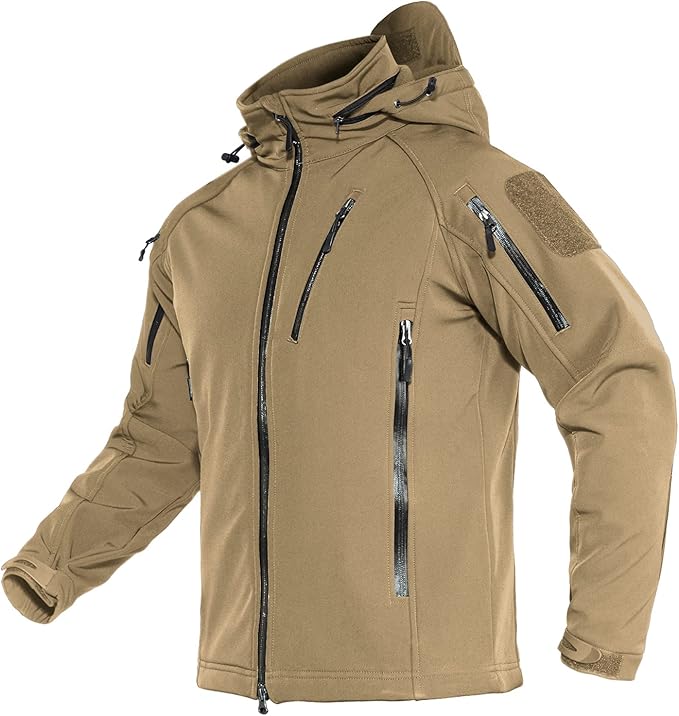 Magcomsen アウトドアジャケット メンズ フリース 撥水性 マウンテンパーカー 取り外し可能 保温 登山服 裏ボア フード付 ウインドブレーカー スキージャケット 裏起毛 登山ジャケット 防風