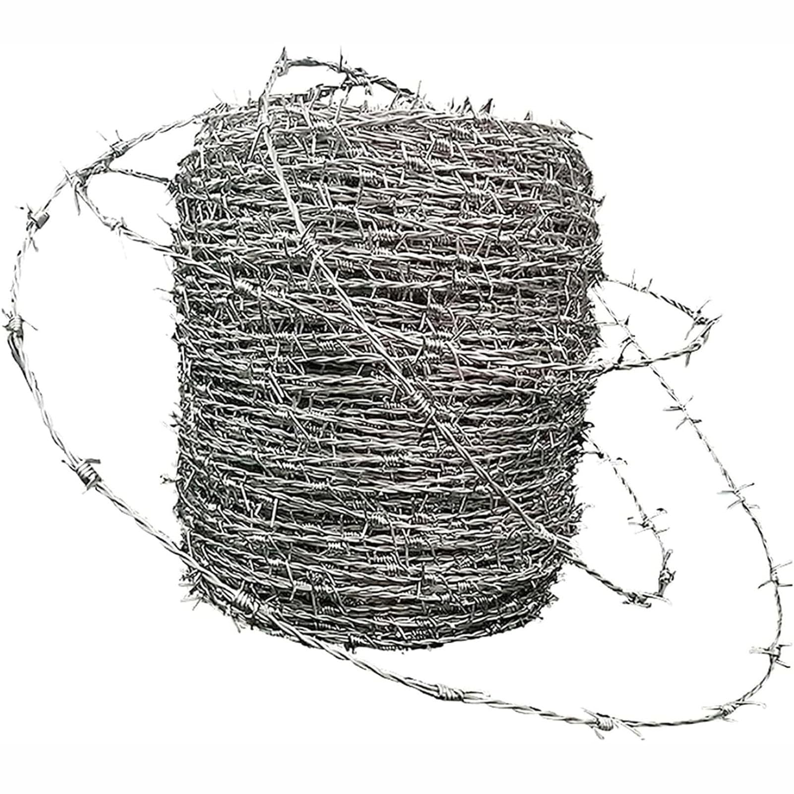 Rollo De Alambre De Púas, Alambre Espino Galvanizado Alambre De Espino Anti-Escalada Anti-Robo Malla De Alambre Valla Aislamiento De Espinas Medidas De Seguridad (1.8mm 200M)