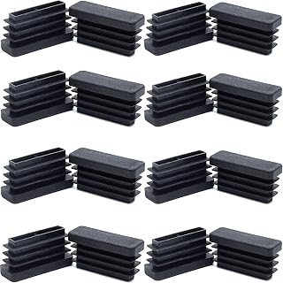 1/2" x 1 1/2" Rectangle Tubing End Caps, 13mm x 38mm Tubing Post End Cap Black Plastic Plugs, Chair Glide Floor Protector (16 Pack)