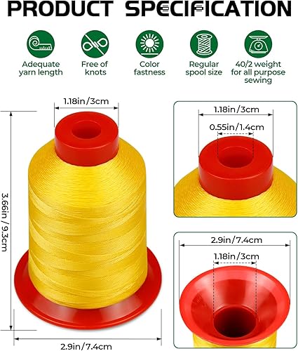 Miniatura 8 de FIVEIZERO Hilo de tapicería extrafuerte, hilo de nailon unido rojo de 3,280.8 ft para cuero de mezclilla, manualidades, máquina, bricolaje y hogar