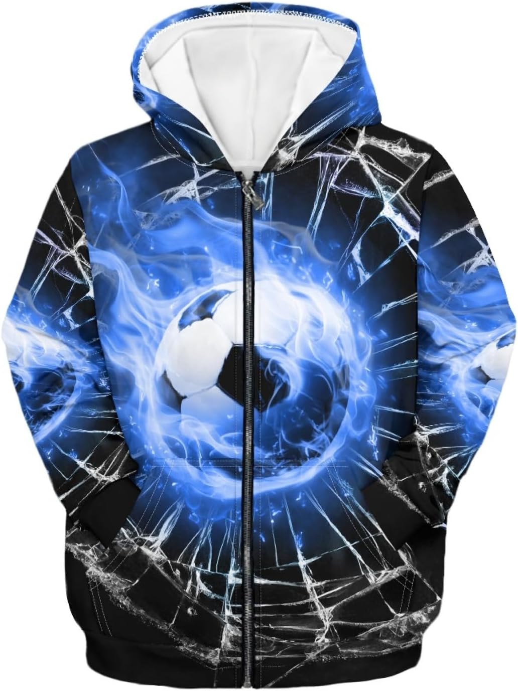 Soft Loose Fit Boys Animal Print Zip Up Hoodies with Pockets Comfort Hooded Jacket
