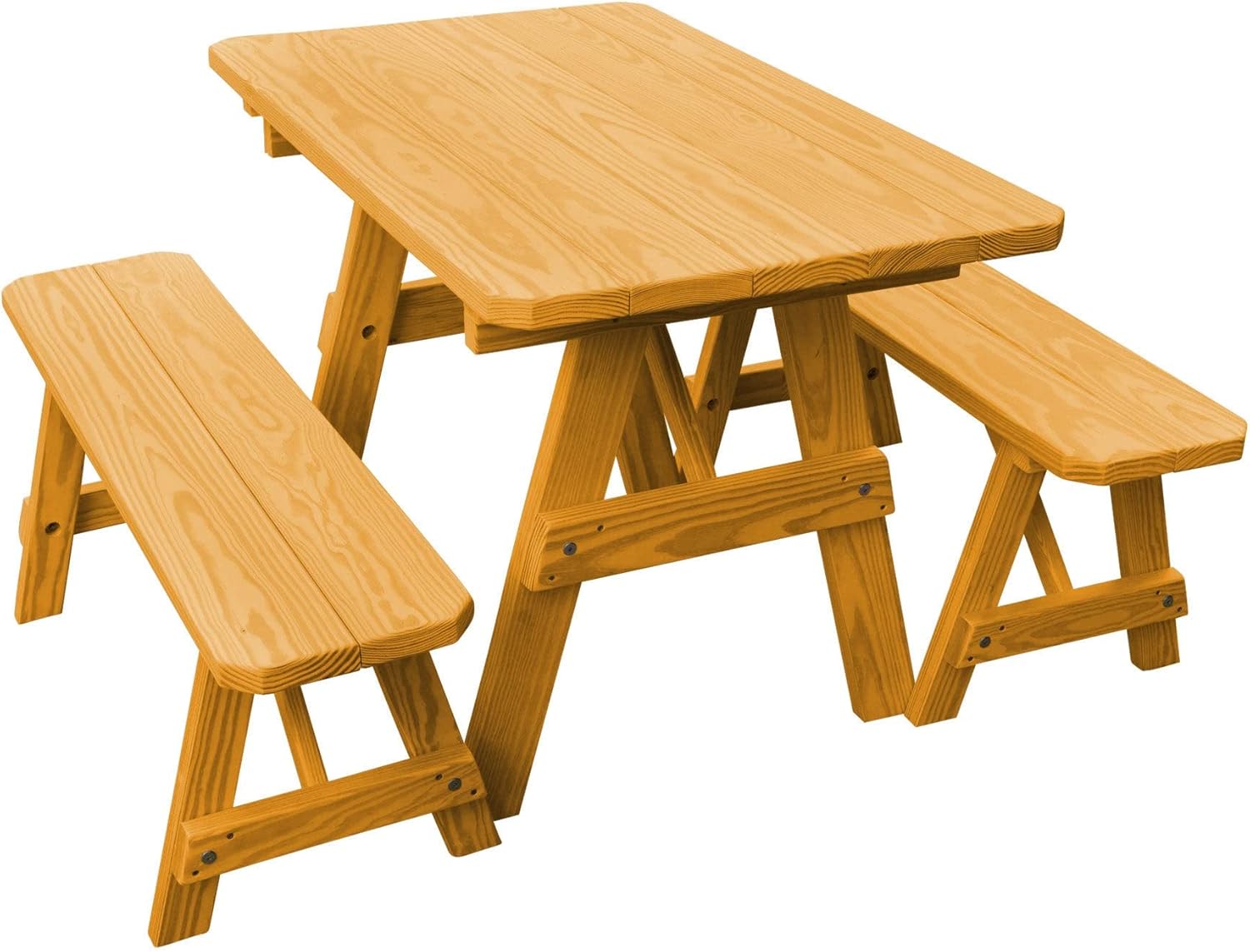 Amish-Made 44" Traditional A-Frame Pressure-Treated Pine Outdoor Picnic Table with Benches, Cedar Stain