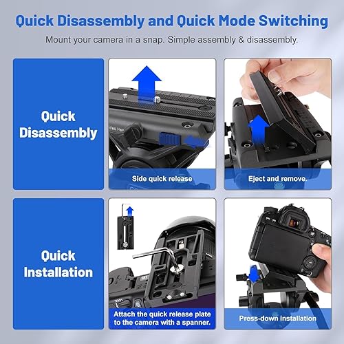 Vista 14 de Video Tripod, COMAN 74" Professional Metal Heavy Duty Camera Tripods with Adjustable Damping Fluid Head, Dual-Mode QR Plate Compatible with DJI RS4