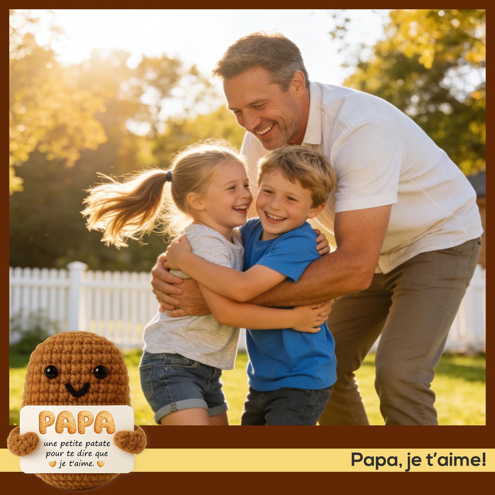 Tixlux Cadeau Papa, Cadeau Anniversaire Papounet, Pomme de Terre Positive Fait Main, Cadeau pour Remonter Le Moral, Bon Rétablissement, Décoration Bureau Maison