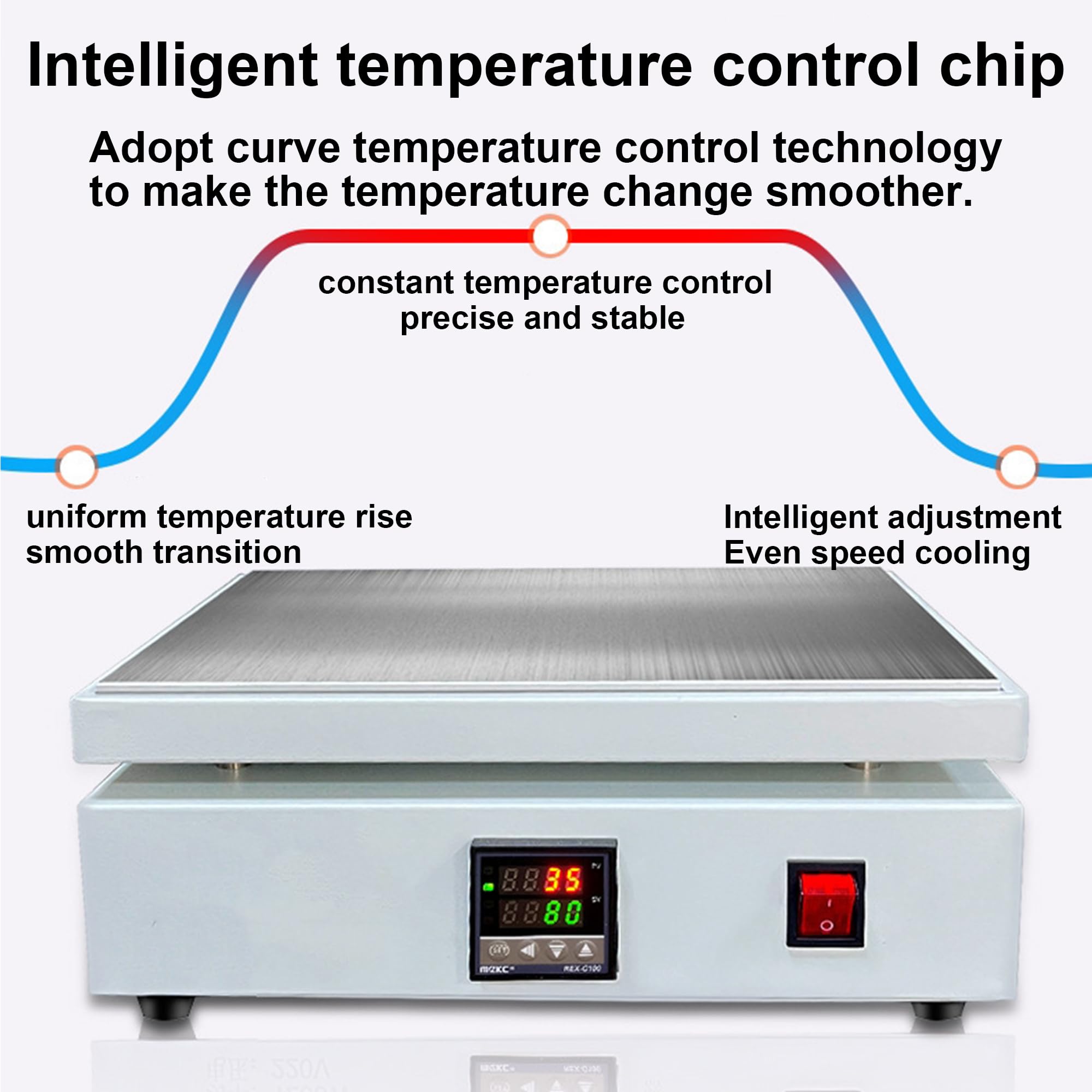 Mesa calefactora a Temperatura Constante, Placa calefactora de Laboratorio, Termostato Ajustable para Placa calefactora, Selladora de Film termoplástico para Cajas de Embalaje