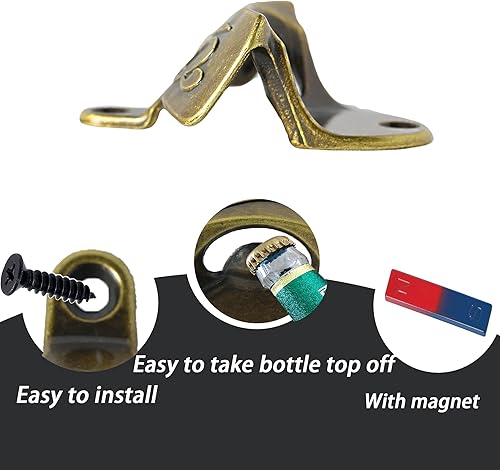 Miniatura 7 de Abridor magnético de botellas de cerveza Cheers para montar en la pared, con imanes, bronce antiguo, abridor de tapa de cerveza magnético (paquete