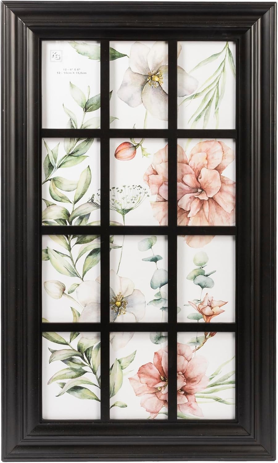 Kiera Grace Brae Opening Collage Frame 17" x 29", Black, Wall-Mounted Picture Frame Fit for 12-4" x 6" Photos for Office, Home, Restaurant Black 12-4" x 6"