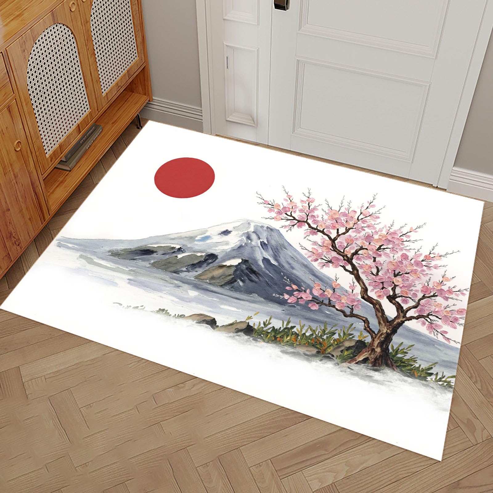 Tapis de porte style peinture encre japonaise paillasson extérieur 50x80 antidérapant