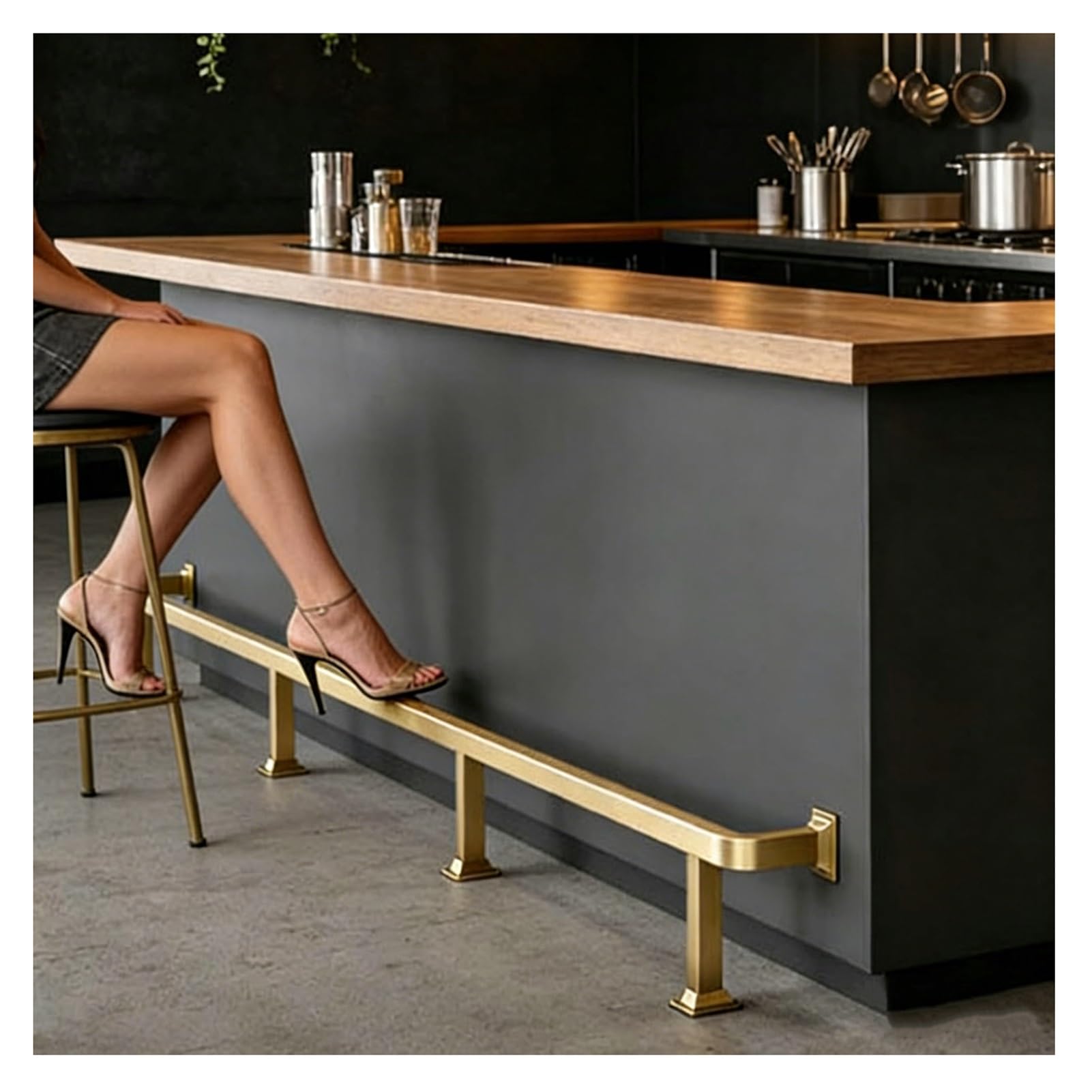Kit De Repose-pieds De Barre À Charge Élevée De 300 Lb, Garde-corps De Repose-pieds En Acier Inoxydable Avec Matériel Complet Pour Pub, Hôtel, Restaurant, Bar À Domicile