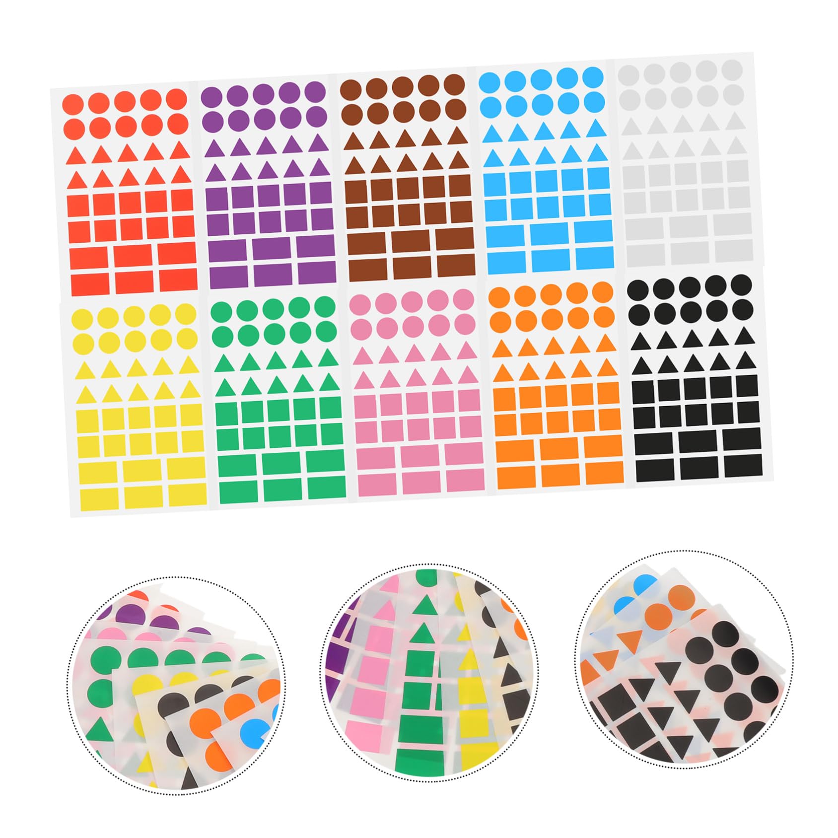 Mipcase 100 Fogli Etichette Adesive Scrivibili a Forme Varie Stickers Colorati per Codifica Etichette Autoadesive per Organizzazione Ufficio Scuola e Feste