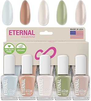 Eternal Pastel Nail Polish Sets for Women (CHIC PASTELS) - Pastel Nail Polish Set for Girls | Long Lasting & Non Toxic Nail Polish Kit for Home DIY Manicure & Pedicure | Made in USA, 13.5mL (Set of 5)