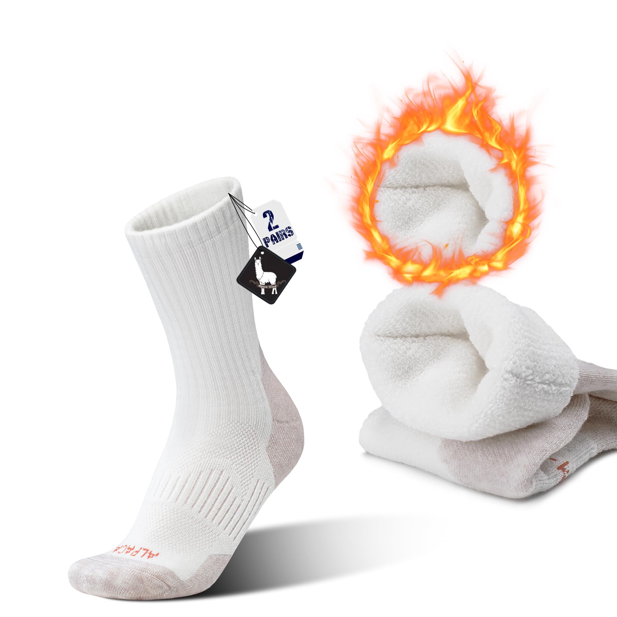 ineepor Calze da Sci 2 Paia Lana di Alpaca Termiche Donna Uomo Calzini Caldi Termici Invernali Calze Calde Pesanti 35-51
