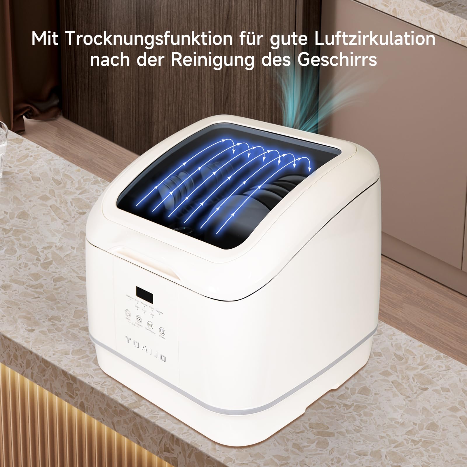 Mini lave-vaisselle de table, capacité de 6,8 l, 7 programmes (avec soin de bébé), écran tactile, pour camping-car, petit appartement, location, économe en eau et économe en énergie