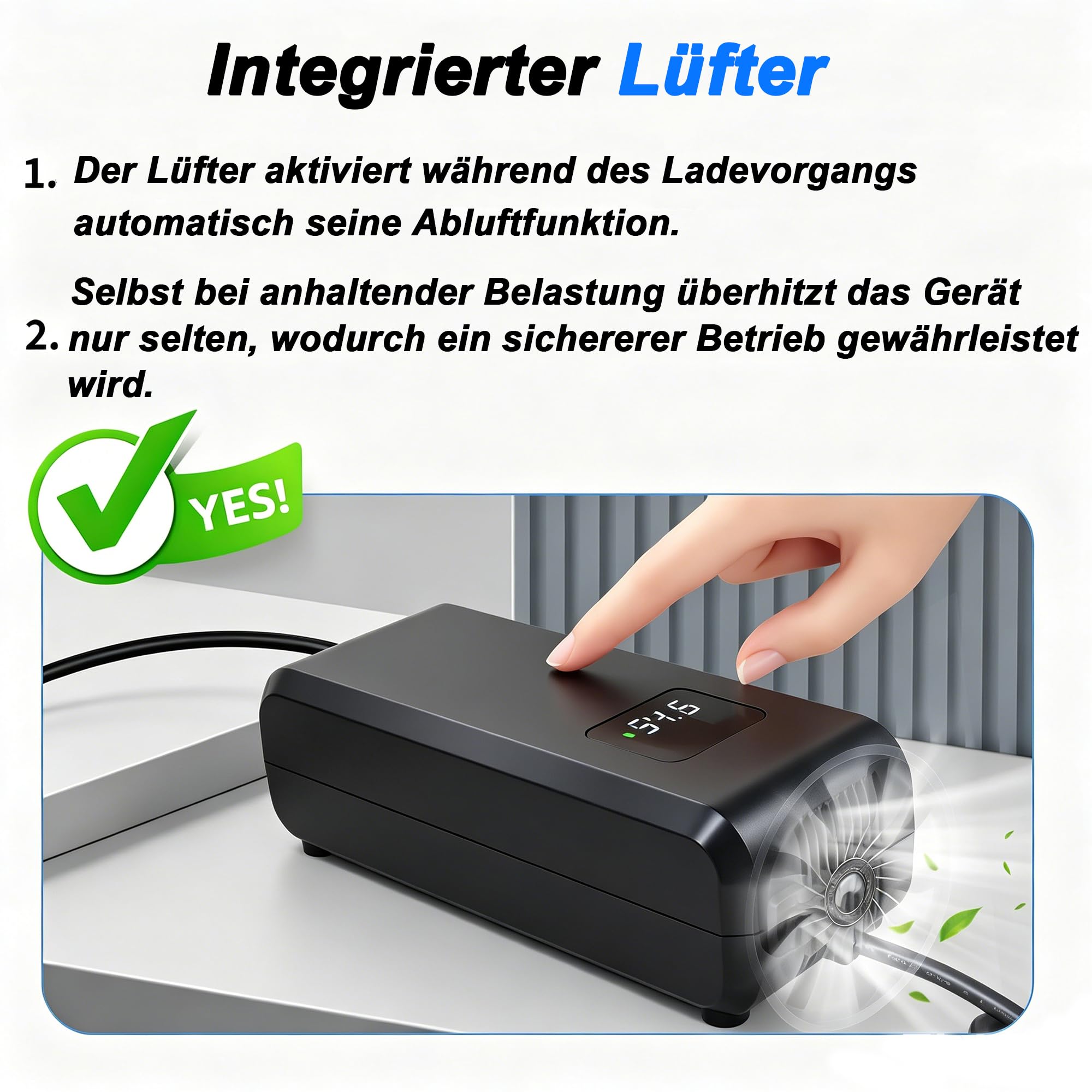 Chargeur 54,6 V 4 A avec connecteur XLR 3 broches pour batteries au lithium 48 V dans les appareils de transport personnels. Équipé d'un indicateur de tension LED en temps réel et d'un refroidissement