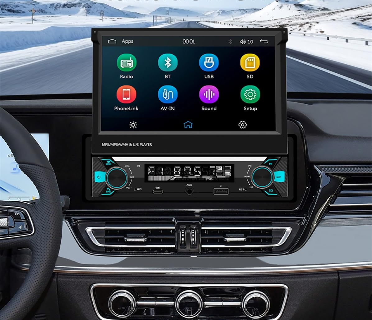 7" Double Din Car Stereo with Wireless CarPlay &amp; Android Auto, Car Audio Receivers GPS Navigator Back Camera MP5 Player Bluetooth FM SWC RDS Mirror Link Android 13 2G+32G