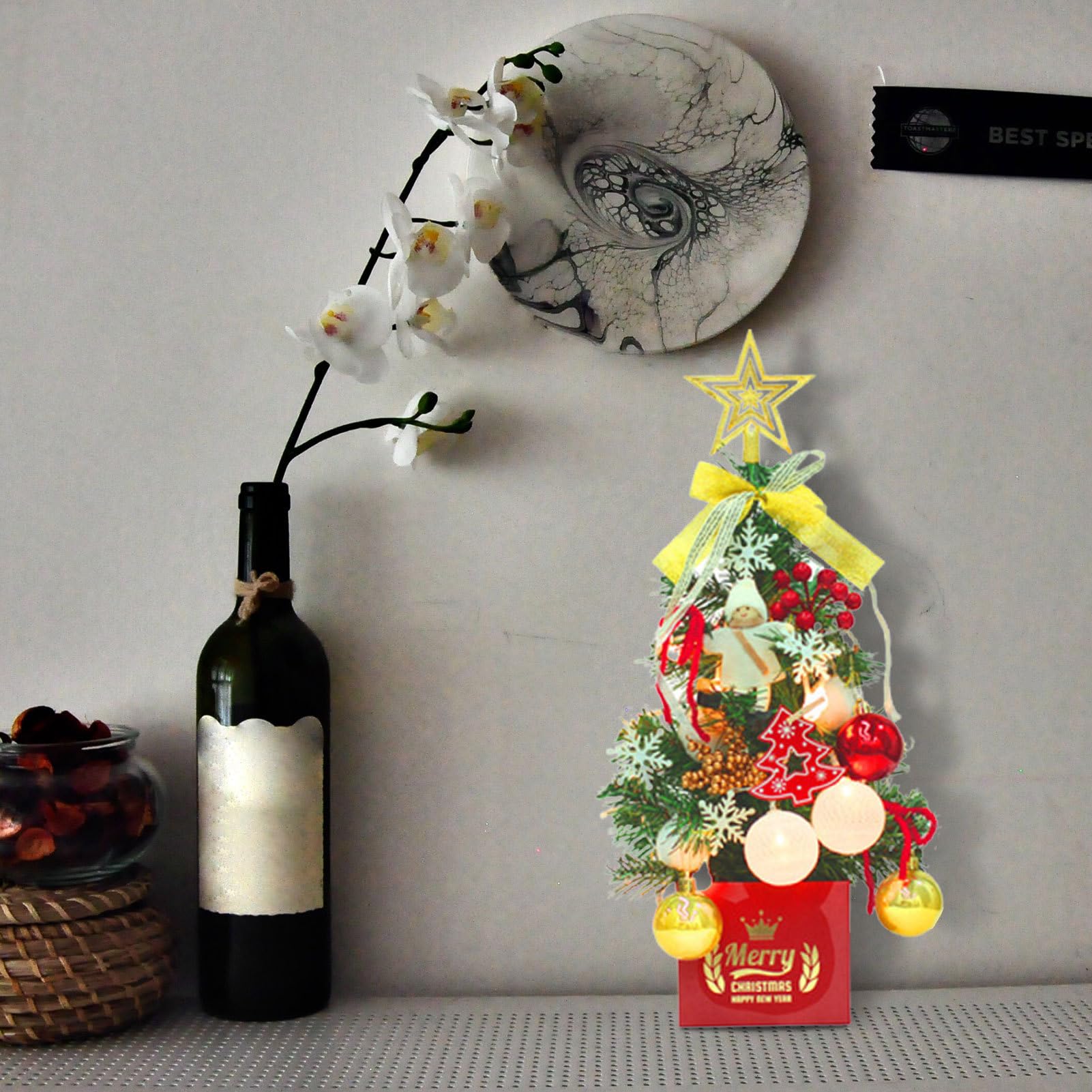 Árbol de Navidad de Escritorio | Adornos de Mesa de árbol Artificial con Forma de Estrella,Regalos navideños y decoración de Fiestas, centros de Mesa para Ventana de Escritorio navideña Zorq