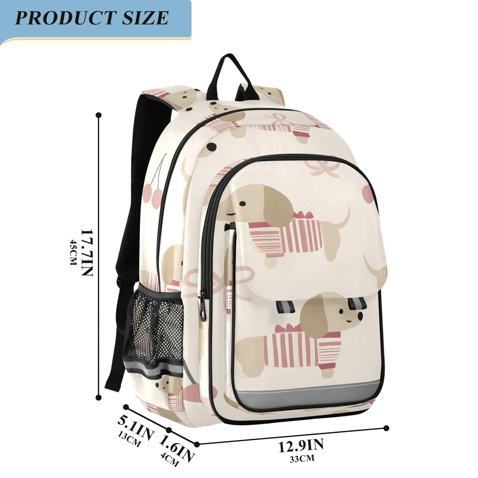 Mnsruu Sac à dos pour ordinateur portable 15,6" - Motif chien - Pour adolescentes et filles - Sac à dos de voyage léger pour le travail universitaire - 45 x 33 x 17 cm