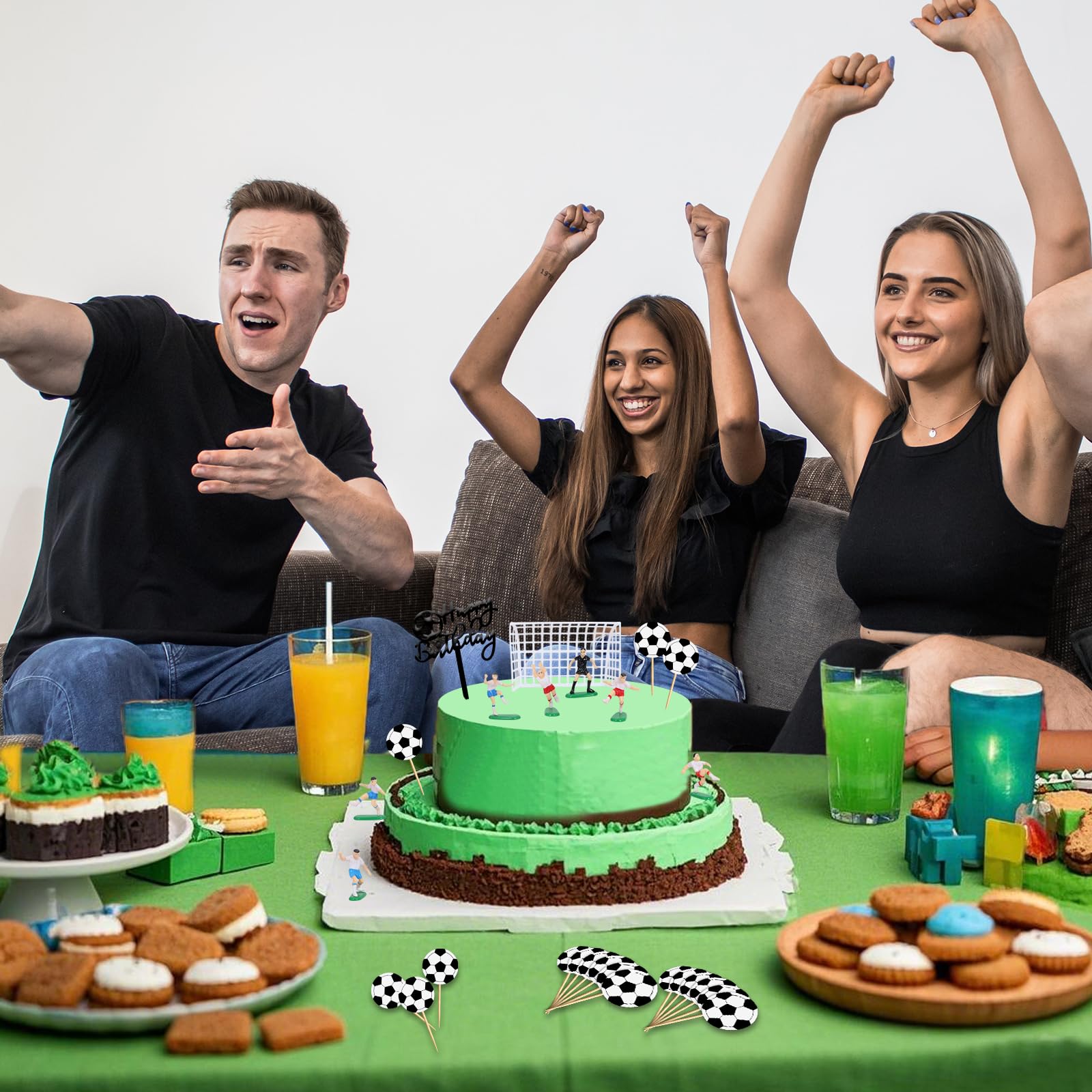 Bcautay 34pcs Football Cake Topper, Soccer Cake Topper Football Cake Decorations for Boys Men Father's Day and Football Theme Party - Image 4