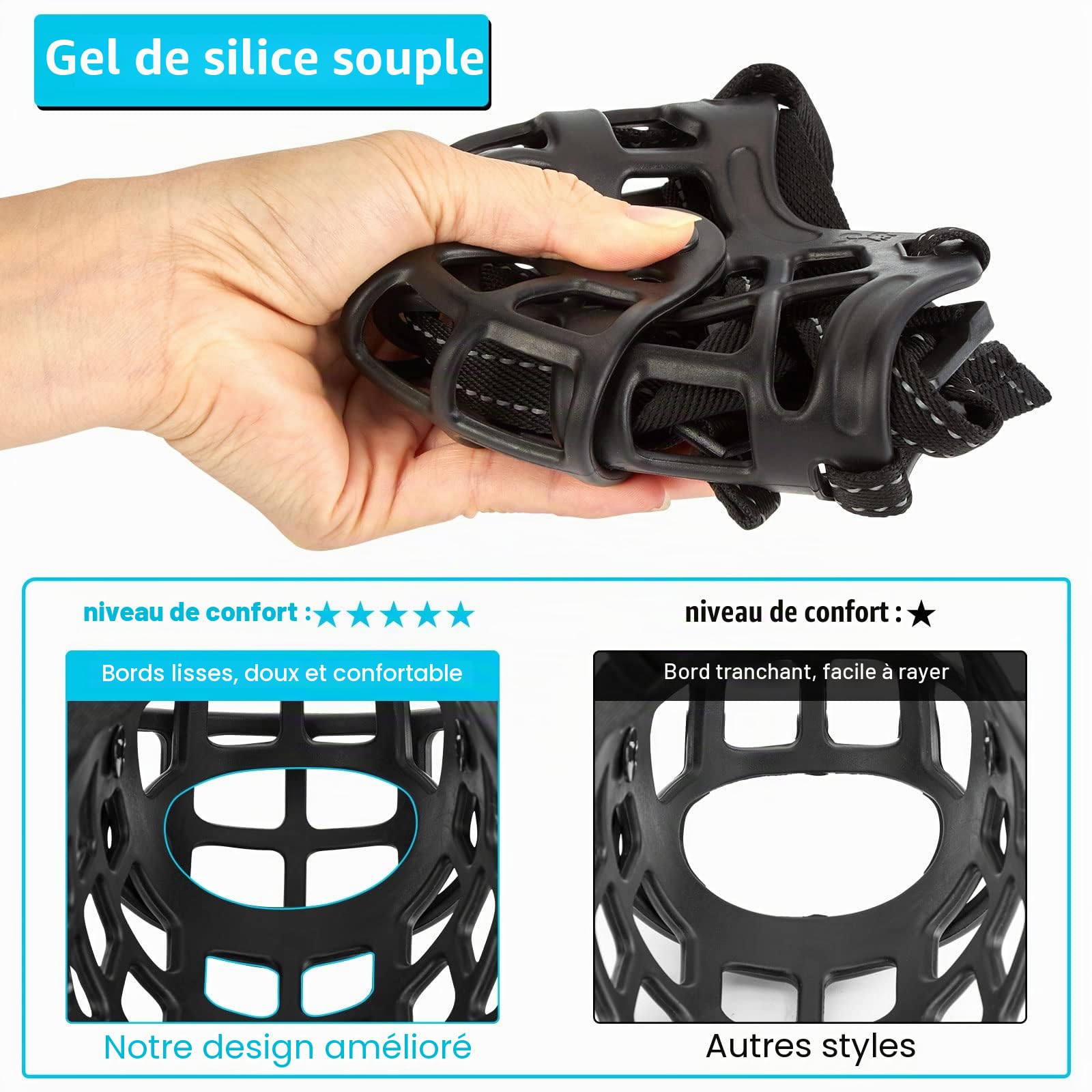 Ownpets Muselière pour chien, muselière réglable pour chien avec housse mobile pour éviter les morsures, la mastication et le léchage, muselière buvable en maille aérée pour chiens agressifs de petite