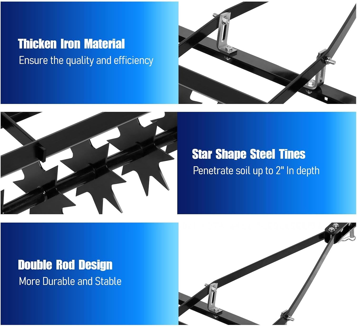 Vohala Tow Behind Plug Aerator for Riding Mower, 32-Inch Manual Lawn Aerator with Durable Steel Tines