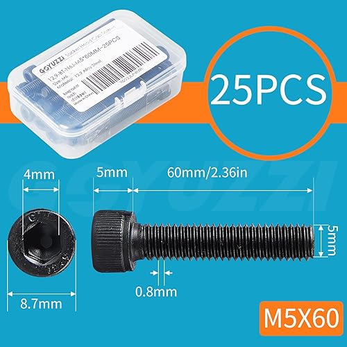 Miniatura 9 de Tornillos de cabeza hueca M5 x 3.150 in, tornillos de acero de aleación de grado 12.9 Tornillo hexagonal de máquina hexagonal, acabado de óxido