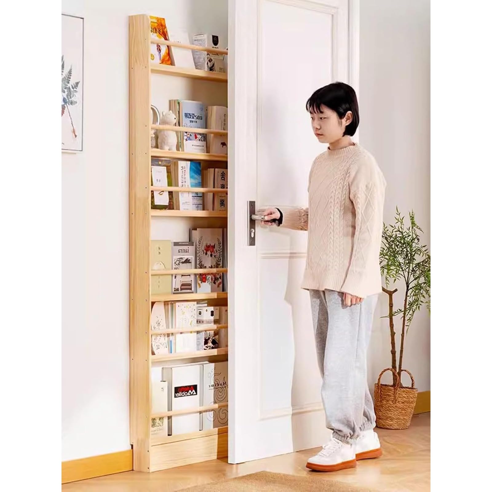 Behind The Door Shelf Tall Narrow Bookshelf for Space Saving 3 4 5