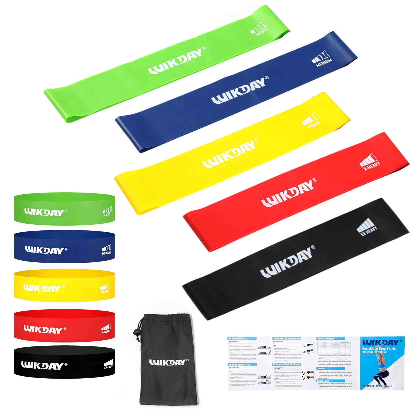 WIKDAY Resistance Bands for Working Out Exercise Loop Bands Workout Bands Set for Men Women Body Stretching, Crossfit Training, Home Workout, Physical