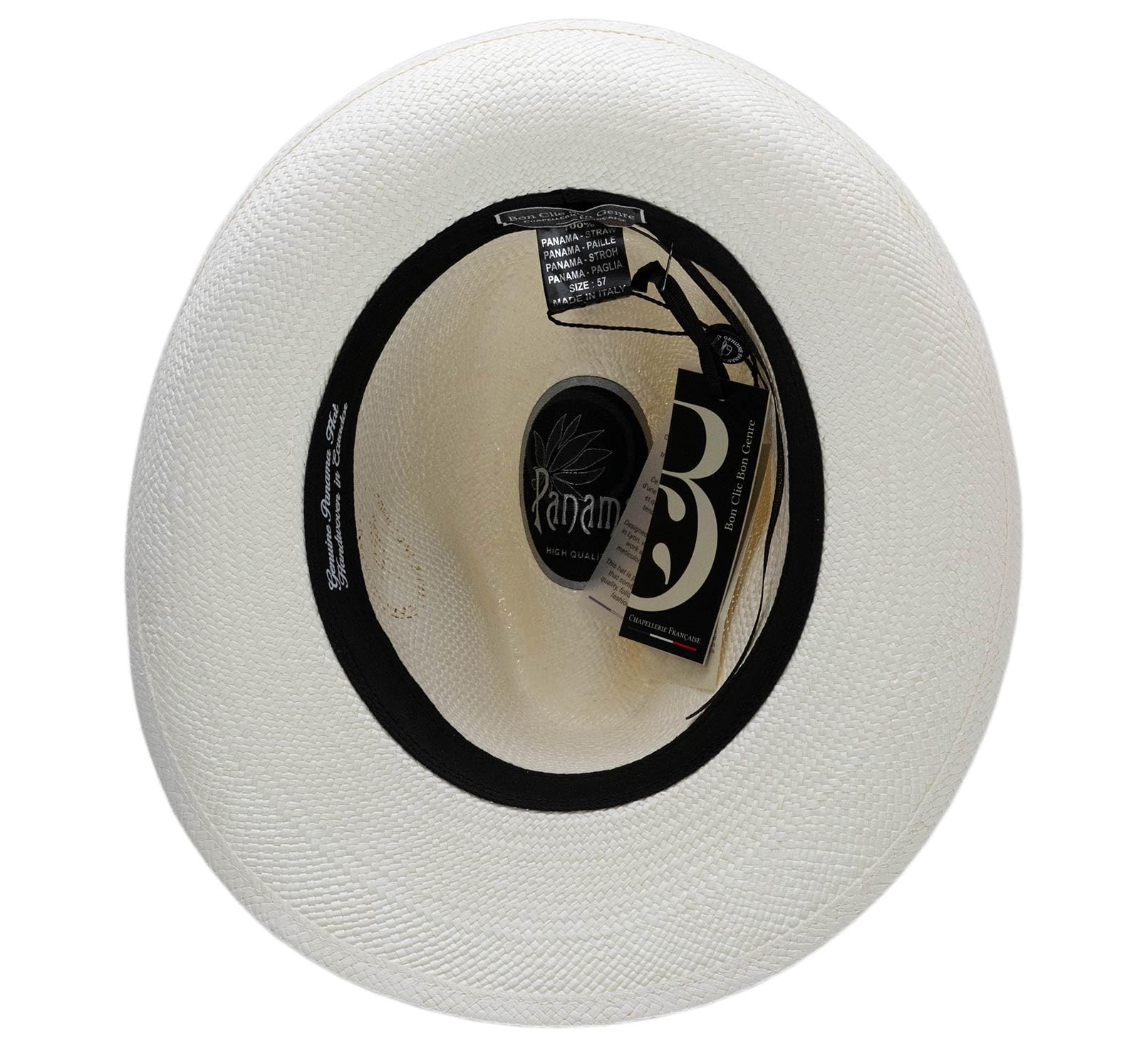 B Couture - Authentique Chapeau Panama, tressage Traditionnel en Équateur Large Bord, Homme ou Femme Thibault